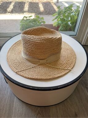 san diego hat company tan straw wide brim fedora ribbon detail summer sun hat